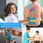 Precut Kinesiology Tape Bulk - 3 Pack Rolls for Knee, Shoulder, Wrist, Muscles, Ankle - Designed to Support Athletic Performance, Sports Kt Pain. Waterproof, Kinesio Guide - Rock Tex Black