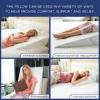 Sleepnitez 8" Bed Wedge Pillow for Sleeping, Luxurious 3.25" Top Layer Memory Foam Wedge Pillow, Acid Reflux Pillow for GERD, Anti Snoring Pillow Wedge for Sleeping Pregnancy Wedge Pillows
