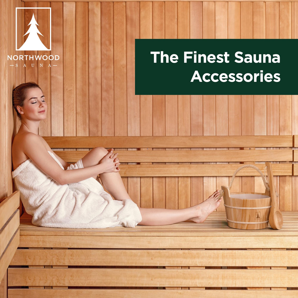 Northwood Sauna - Sauna Bucket and Ladle Set - Handmade from Canadian Red Cedar Wood - Natural Rope Handle - 1 Gallon (4 Liters) Water Capacity