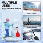 CARTMAN 32.5 Inch Folding Emergency Snow Shovel 3 Piece Aluminum Lightweight Portable Sport Utility Shovel for Car Trunk Camping Garden Beach, Red