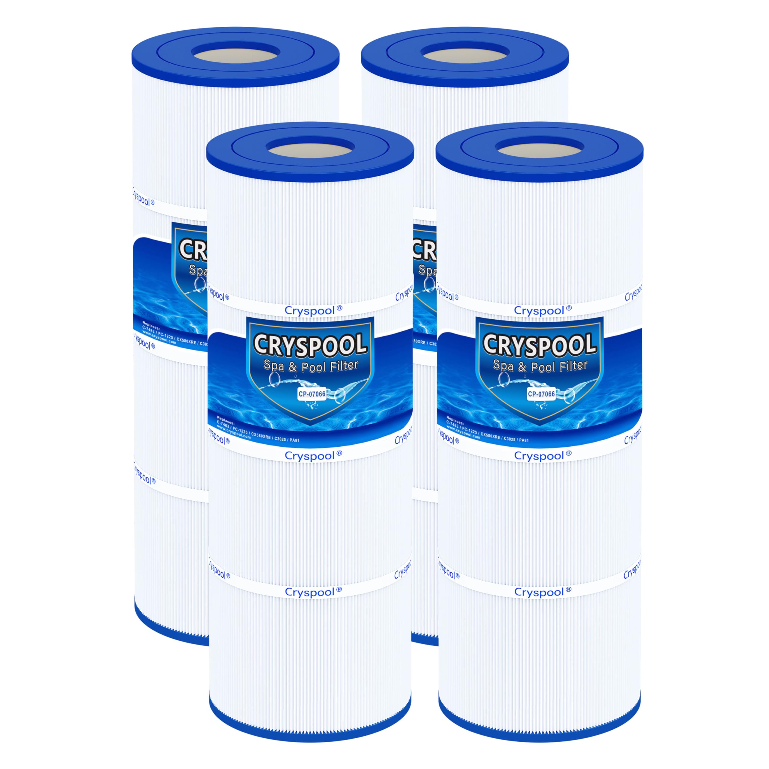 Cryspool® 07066 Filter Compatible with CX580XRE, SwimClear C3025, C3030, PA81, C-7483, FC-1225, 4×81 Sq. Ft Pool Filter Cartridge, 4 Pack