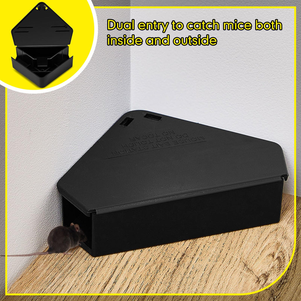 12 Pcs Mice Station with Keys Mouse Bait Stations Waterproof Mice Stations Outdoor Mice Traps Bait Boxes for Mice Indoor Outdoor, Bait Not Included, Suitable for Small Mice (Black)