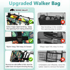 Rhino Valley Walker Bag, Multi Pockets Folding Walker Basket Tote Bag with Cup Holder, Hand-Free Carry Pouch Storage Bag for Universal Walkers, Large Capacity Organizer for Seniors Elderly, Birds
