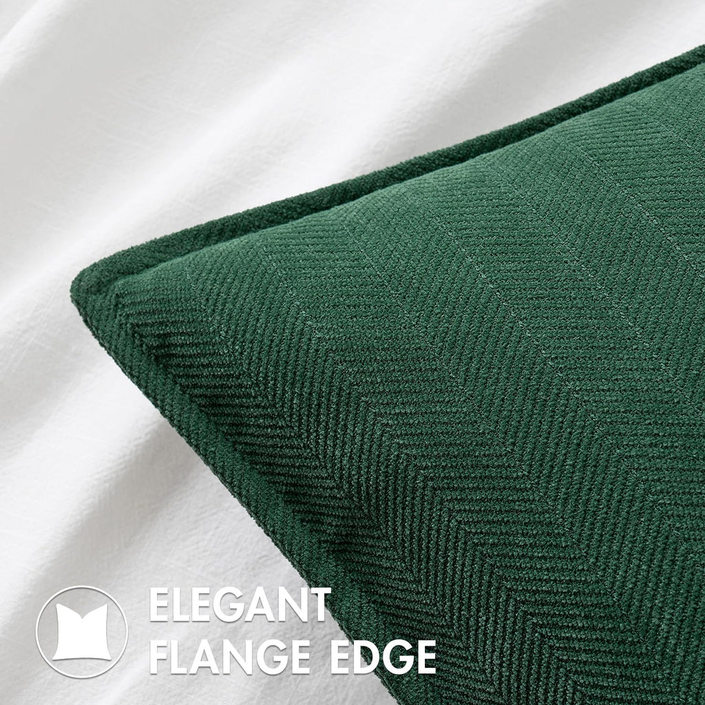 MIULEE Pack of 2 Christmas Green Decorative Pillow Covers 20x20 Inch Soft Chenille Couch Throw Pillows Farmhouse Cushion Covers with Elegant Design for Sofa Bedroom Living Room Home Decor