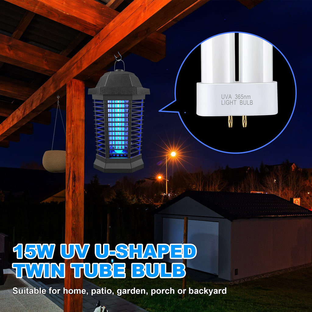 Kittmip BF35 Bug Zapper Replacement Bulbs FUL 15W-BL with Square 4-Pin Base, Compatible for Flowtron BK-15D, Stinger FP15, TZ15, BB-15WHT, 15W U Shape Insect Attracting Lamp for T6 T8 T9(3)