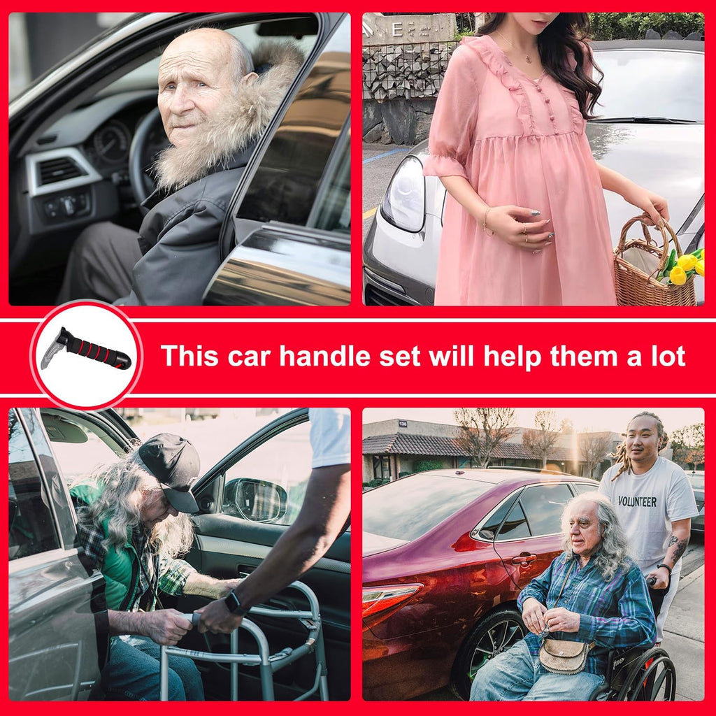 EVEME Car Door Handle for Elderly with Car Handle Assist,Support Handle Multifunction Handle Automotive Door Latch Handle Cane for Seniors and Handicapped (Red)