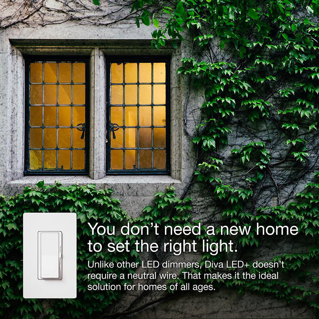 Lutron Diva LED+ Dimmer Light Switch for Dimmable LED, 150 Watt, Single-Pole or 3-Way, DVCL-153P-WH, White