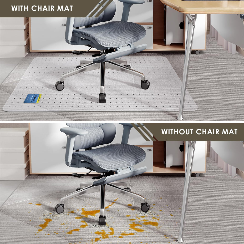 Azadx Heavy Duty Office Chair Mat for Carpet - 32" x 55" Hard Material Slip Resistant Protector for Home Office Easy Glide Desk Floor Mat