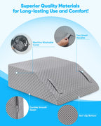 Forias 8" Leg Elevation Pillow for After Surgery, Memory Foam Leg Wedge Pillow for Back Pain Relief Leg Pillow for Swelling Post Surgery Sciatica Foot Leg Knee Ankle Elevation (Gray, 24 * 21 * 8in)