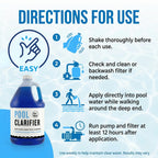 Pool Clarifier & Water Clarifier Liquid – 1 Gallon (128 fl oz) – Clears Cloudy Pool Water, Improves Filtration Capture, Chlorine & Saltwater Compatible Pool Chemicals for Above Ground & Inground Pools