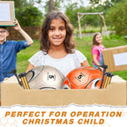 Glimin 6 Pcs Christian Charity Donation Supplies Deflated Soccer Ball Bulk with Pump Official Size Samaritan's Purse Operation Christmas Machine Stitched Ball(Size 5,Stylish)