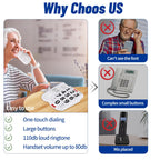 Large Button Phones for Seniors, Land Line Phones for Elderly - Big Button Home Telephone for the Visually Impaired, 110dB+ Amplified Ringer & 90dB+ Handset Volume for the Hearing Impaired House Phone