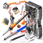 Soldering Iron Premium Kit, 60W Soldering Gun with Ceramic Heater, 12-in-1 Soldering Tool, Adjustable Temperature 200 to 450°C, Includes Soldering Iron Tip, Solder Wire, Pump and Paste