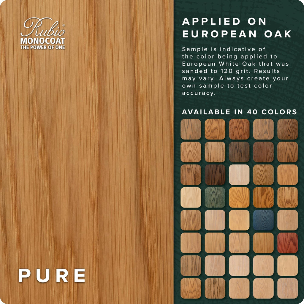 Rubio Monocoat Wood Oil Finish 65 ft² - Pure | Oil Plus 2C | Quick-Dry, Eco-Friendly Linseed Wood Oil for Indoor Use, Includes Accelerator (Part B) | Protector | 130 ml