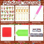 20 Pcs Christmas Diamond Painting Keychain Kits with Christmas Angels Fairy Diamond Painting Keychain Cute Hanging Diamond Painting Keychains Drill Diamond Painting Key Chains for Kids DIY Ornaments