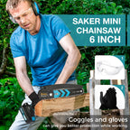 Saker Mini Chainsaw,6 Inch Portable Electric Chainsaw Cordless, Small Handheld Chain saw for Tree Branches,Courtyard, Household and Garden,Christmas Gifts for Men Dad Husband Women