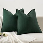 MIULEE Pack of 2 Christmas Green Decorative Pillow Covers 20x20 Inch Soft Chenille Couch Throw Pillows Farmhouse Cushion Covers with Elegant Design for Sofa Bedroom Living Room Home Decor