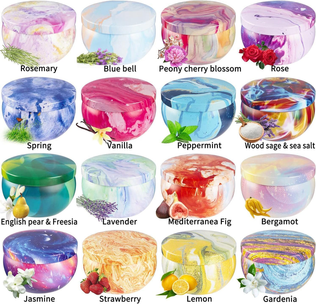 16 Pack Scented Candles Gift Set 2.5oz Strong Fragrance Aromatherapy Candles Natural Soy Wax Candles Portable Travel Tin Jar Candles Gifts for Home Scented Decoration Birthday Valentine'sDay