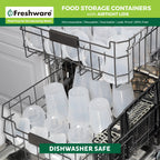 Freshware Food Storage Containers [50 Set] 8 oz Plastic Deli Containers with Lids, Slime, Soup, Meal Prep Containers | BPA Free | Stackable | Leakproof | Microwave/Dishwasher/Freezer Safe