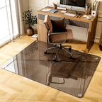 GLSLAND Office Chair Mat, 36" x 46" Grey Tempered Glass Floor Mat for Office Chair on Carpet, 1/5" Thick Computer Floor Mat with 4 Anti-Slip Pads