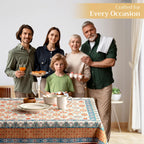 Maison d' Hermine 100% Cotton Table Cover - 60"x90" Rectangle Decorative Tablecloth - Washable Tablecloths for Dining, Home, Farmhouse & Party - Ideal for Thanksgiving & Christmas - Romane Collection
