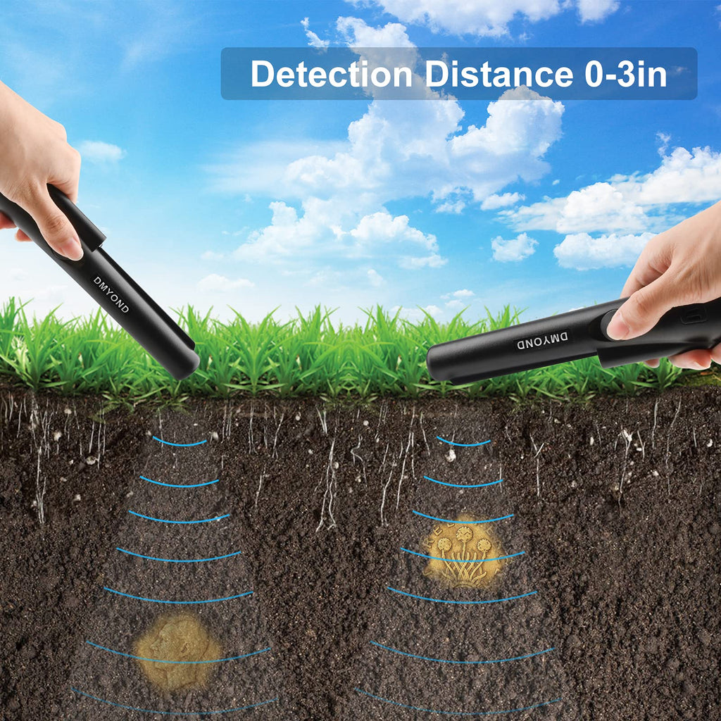 Dmyond Metal Detector Pinpointer, Professional Waterproof Handheld Pin Pointer Wand, Search Treasure Pinpointing Finder Probe with 9V Battery for Adults, Kids - Black