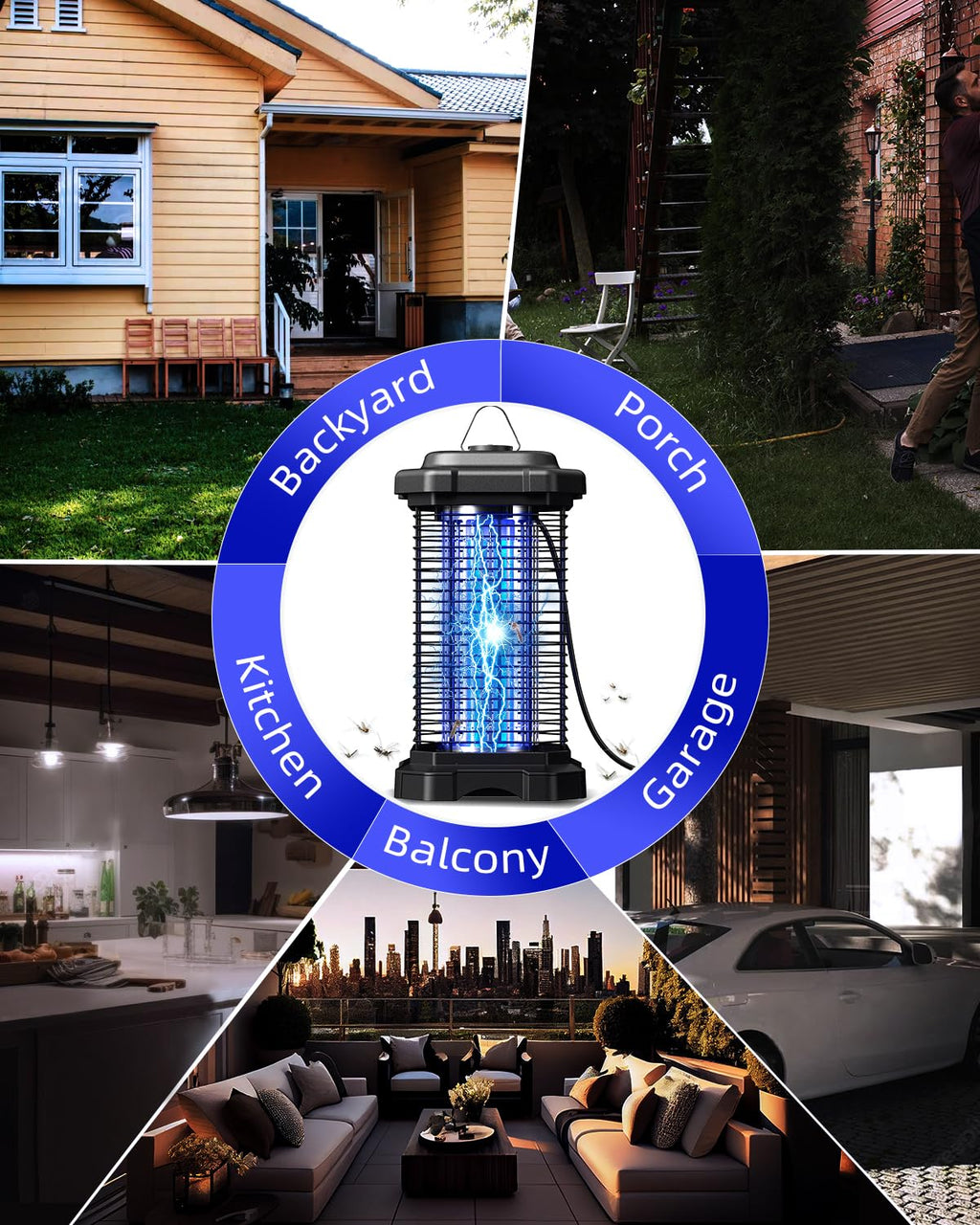 Minimoon Bug Zapper Outdoor 4000V Electric Mosquito Zapper 20w Fly Zapper for Backyard Patio Balcony Garage
