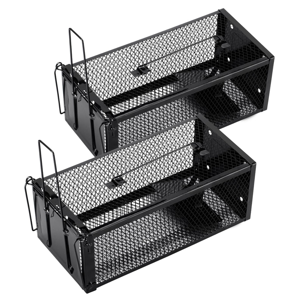Pivmuth 2 Pack Humane Rat Traps 12.5"x5.5"x4.5", Reusable Mouse Traps for Indoor/Outdoor Use, No-Kill Live Capture for Chipmunks, Squirrels, Rats, Mice