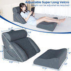 KingPavonini 4PCS Bed Wedge Pillow Post Surgery, Orthopaedic Sleeping Wedge Pillow Set for Neck, Back and Leg Pain Relief, Acid Reflux, GERD, Wedge Pillow for Sleep Apnea with Travel Bag