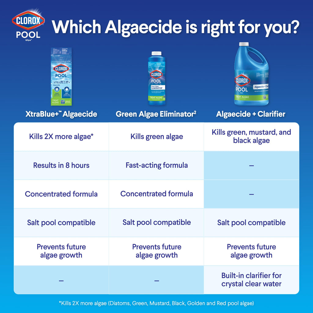 Clorox® Pool&Spa™ Swimming Pool Algaecide, Prevents and Treats Pool Algae, Non-Foaming, 1 Quart (Pack of 1)