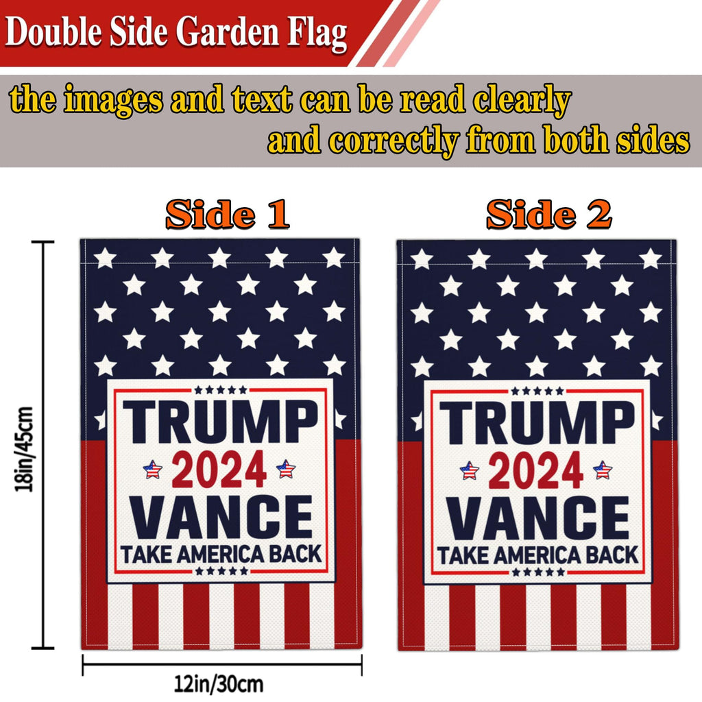 NASIAN Trump Vance 2024 Garden Flag Take America Back Garden Flag Trump Vance 2024 Yard Signs Patriotic American Garden Flags for Outside 12x18 Double Sided Outdoor House Lawn Decorations Banner