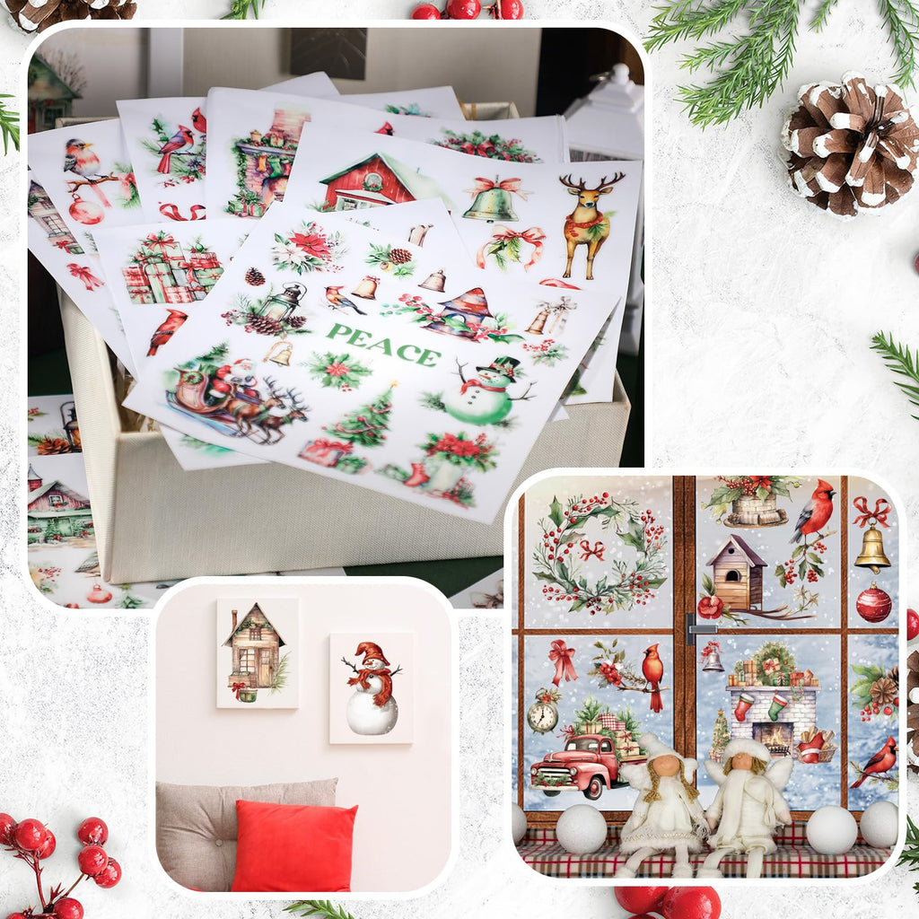 BBTO 12 Sheets Christmas Rub on Transfers for Crafts and Furniture Christmas Rub on Transfer Stickers Winter Rub on Decals for Wood DIY Paper Home Decor, 5.5 x 5.7 Inch(Snowman)