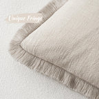 MIULEE Christmas Decorative Throw Pillow Covers Neutral Linen Fringe Fall Throw Pillows Set of 2 Natural Beige Boho Farmhouse Cushion Covers with Tassels for Couch Sofa Bed Home Decor 20x20 Inch