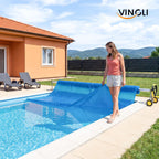 VINGLI 12Mil Solar Pool Cover, Rectangle Solar Blanket-Heavy Duty Solar Pool Cover for Above Ground Pool-Pool Solar Cover for Inground Pool (Blue, 12'x24' Rectangular)