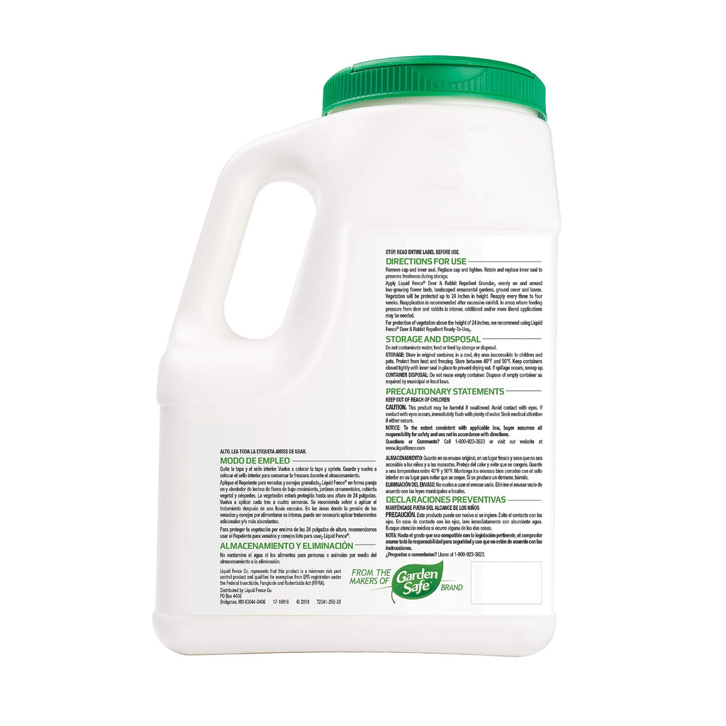 Liquid Fence Deer & Rabbit Repellent Granular, White, 5LB