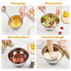 YIHONG 7 Piece Metal Mixing Bowls with Lids for Kitchen, Stainless Steel Set Ideal for Baking, Prepping, Cooking and Serving Food, Nesting Design for Space Saving Storage (Khaki)