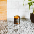 Calyan Wax Soy Wax Candle, Aspen & Fog Scented Candle for The Home | Premium Candle with Essential Oils | 7.2 oz 57 Hour Burn | Soy Candle in Amber Glass Jar | Aromatherapy GIF