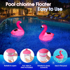 Blufree Pool Chlorine Floater, Solar Flamingo Chlorine Tablet Floater w/Adjustable Release, Glow in The Dark Large Capacity Floating Chlorines Dispenser for Pool Hot Tub Spa