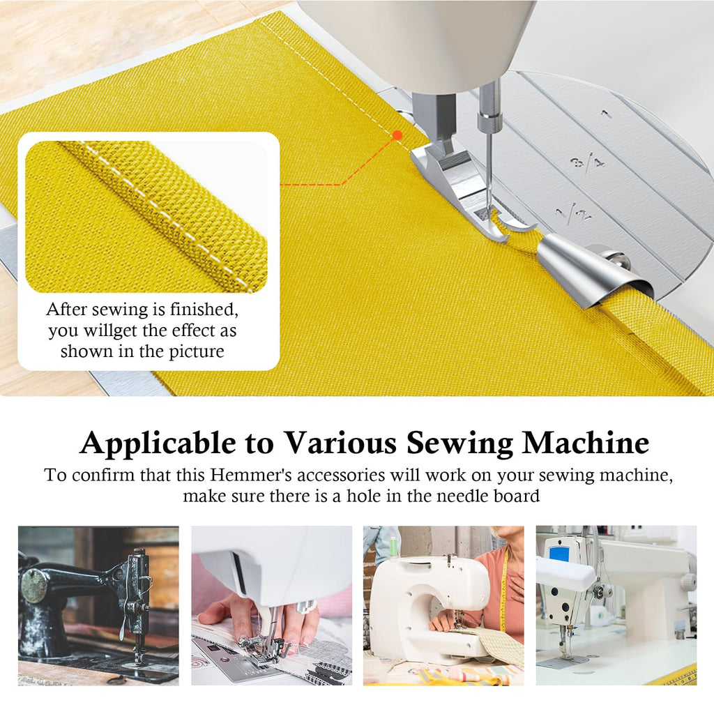 TIGARI Sewing Rolled Hemmer Foot, 8 Sizes Rolled Hem Presser Foot, Wide Rolled Hem Pressure Foot Sewing Machine Feet Hemming Machine Hand Sewing Machine Sewing Accessories