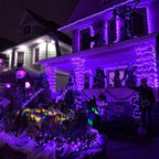 YEGUO Purple Halloween Lights, 165ft 500 LED String Lights Outdoor, Christmas Lights Indoor, Green Wire Twinkle Lights Plug in for Party Tree Halloween Decor