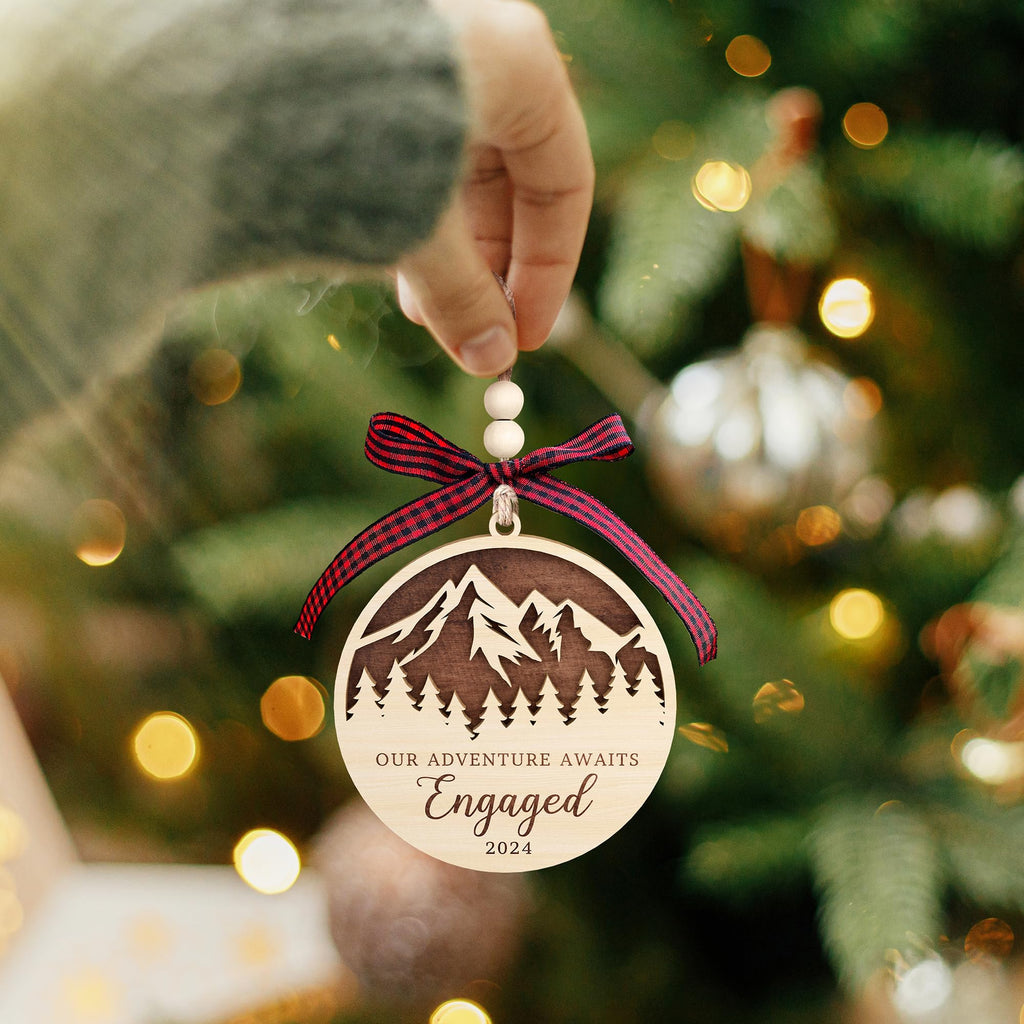 Engagement Gifts for Couples - Gifts for Newly Engaged Couples - Happy Engagement Gifts for Her, Bride, Bride to Be - Just Engaged Gifts for Her, Friends - Engagement Gift - Wood Engagement Ornament