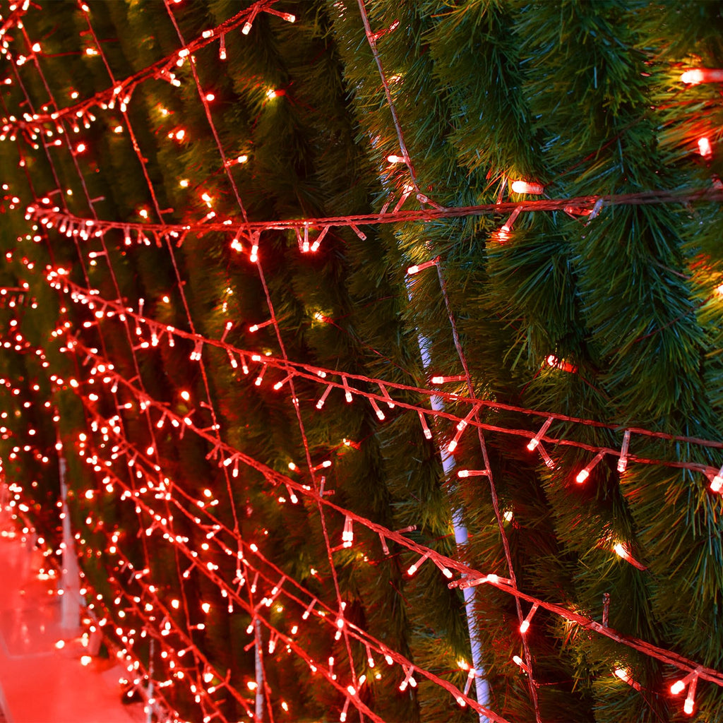 Twinkle Star 300 LED Window Fairy Curtain String Lights, 8 Modes Fairy Lights for Halloween Christmas Bedroom Wedding Party Home Garden Outdoor Indoor Wall Decorations, Red