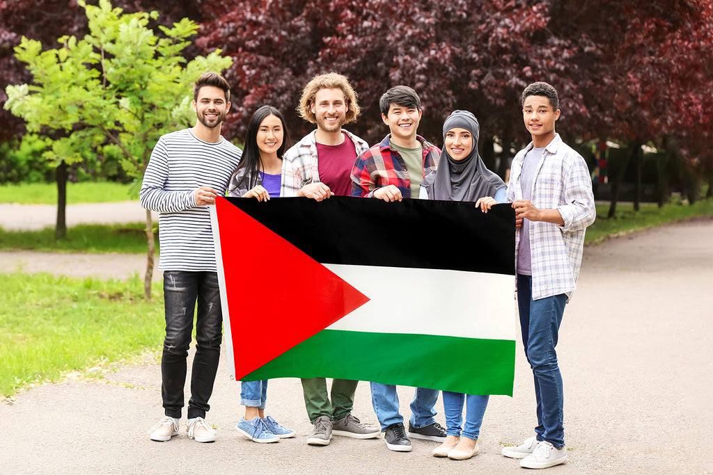 DANF Palestine Flag 3x5 Ft Thick Polyester, Fade Resistant, Brass Grommets, Canvas Header Palestinian National Flags with 3 X 5 Feet