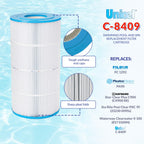 Unicel C-8409 90 Square Foot Media Replacement Pool Filter Cartridge with 174 Pleats, Compatible with Hayward Pool Products, Sta-Rite, and Waterway
