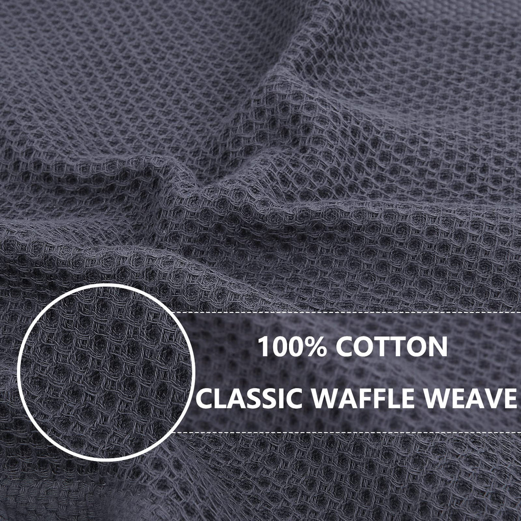 100% Cotton Waffle Weave Kitchen Dish Cloths, Ultra Soft Absorbent Quick Drying Dish Towels, 12 x 12 Inches, 6-Pack, Dark Grey