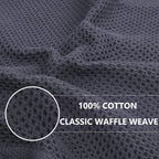 100% Cotton Waffle Weave Kitchen Dish Cloths, Ultra Soft Absorbent Quick Drying Dish Towels, 12 x 12 Inches, 6-Pack, Dark Grey