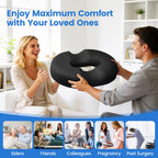 Donut Pillow for Tailbone Pain, Hemorrhoids - Cooling Gel Memory Foam Chair Seat Cushion for Office, Home & Wheelchair, Ergonomic Chair Pad for Pregnancy, Sciatica, Coccyx (Large, Black)