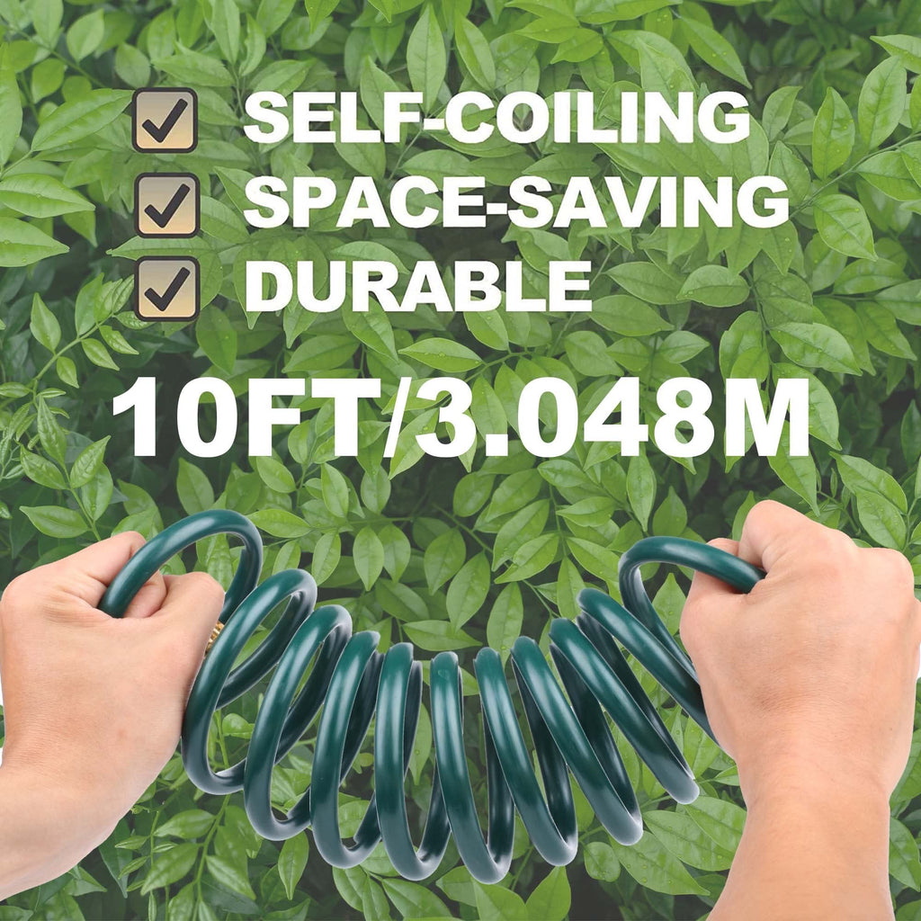 FUNJEE Lightweight EVA Coil 20 FT Garden Hose with 3/4" GHT Solid Brass Fittings