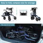ELENKER All-Terrain 2 in 1 Rollator Walker & Transport Chair, Folding Wheelchair with All 10” Wheels for Seniors, Reversible Backrest & Detachable Footrests (Blue)