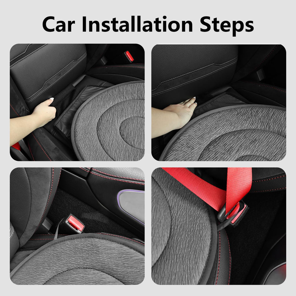 Autotechnx Soft 360 Rotating Seat Cushion for Car Non Slip Swivel Seat Cushion for Car for Elderly Support Gray Office Chair Comfortable Ergonomic Design Odorless Rotating Car Seat 360 for Pregnant